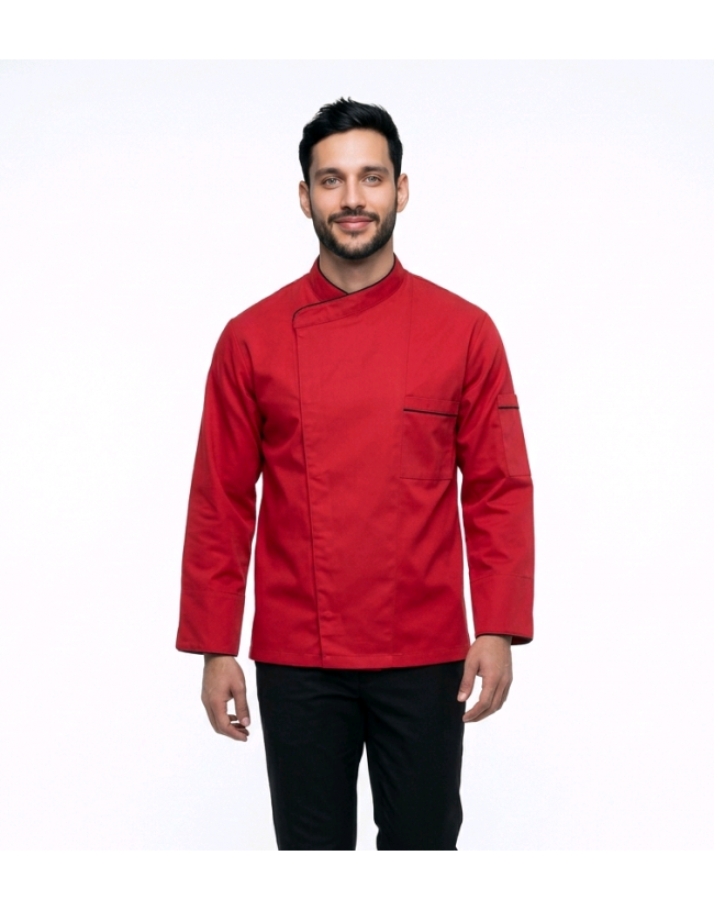 Σακάκι chef αντρικό με τρουξ και συρίτι κόκκινο Fabrik
