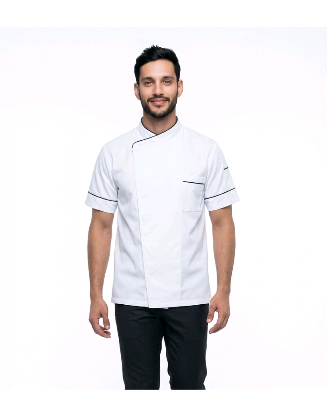 Σακάκι chef κοντομάνικο αντρικό με τρουξ και συρίτι λευκό Fabrik