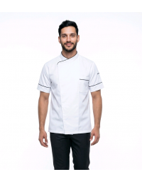 Σακάκι chef κοντομάνικο αντρικό με τρουξ και συρίτι λευκό Fabrik