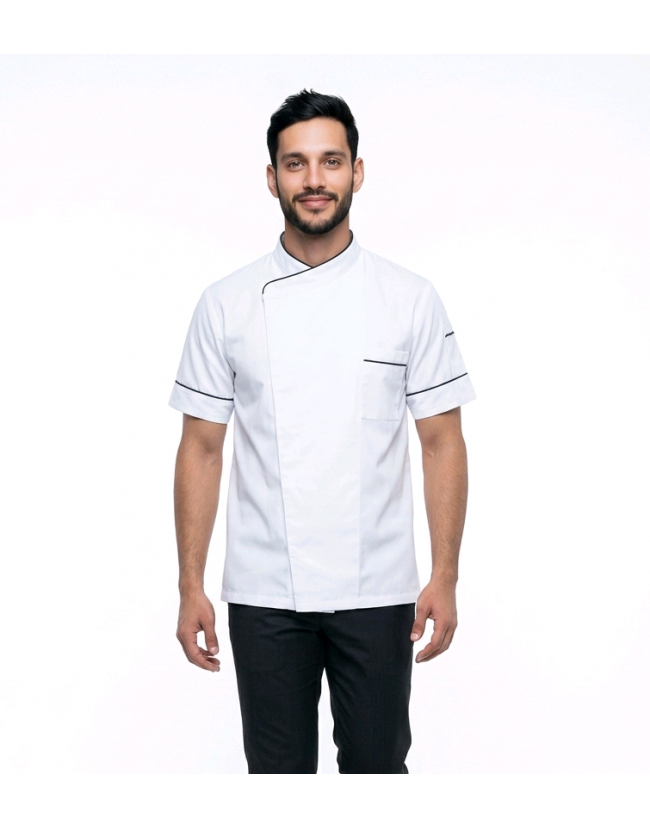 Σακάκι chef κοντομάνικο αντρικό με τρουξ και συρίτι λευκό Fabrik