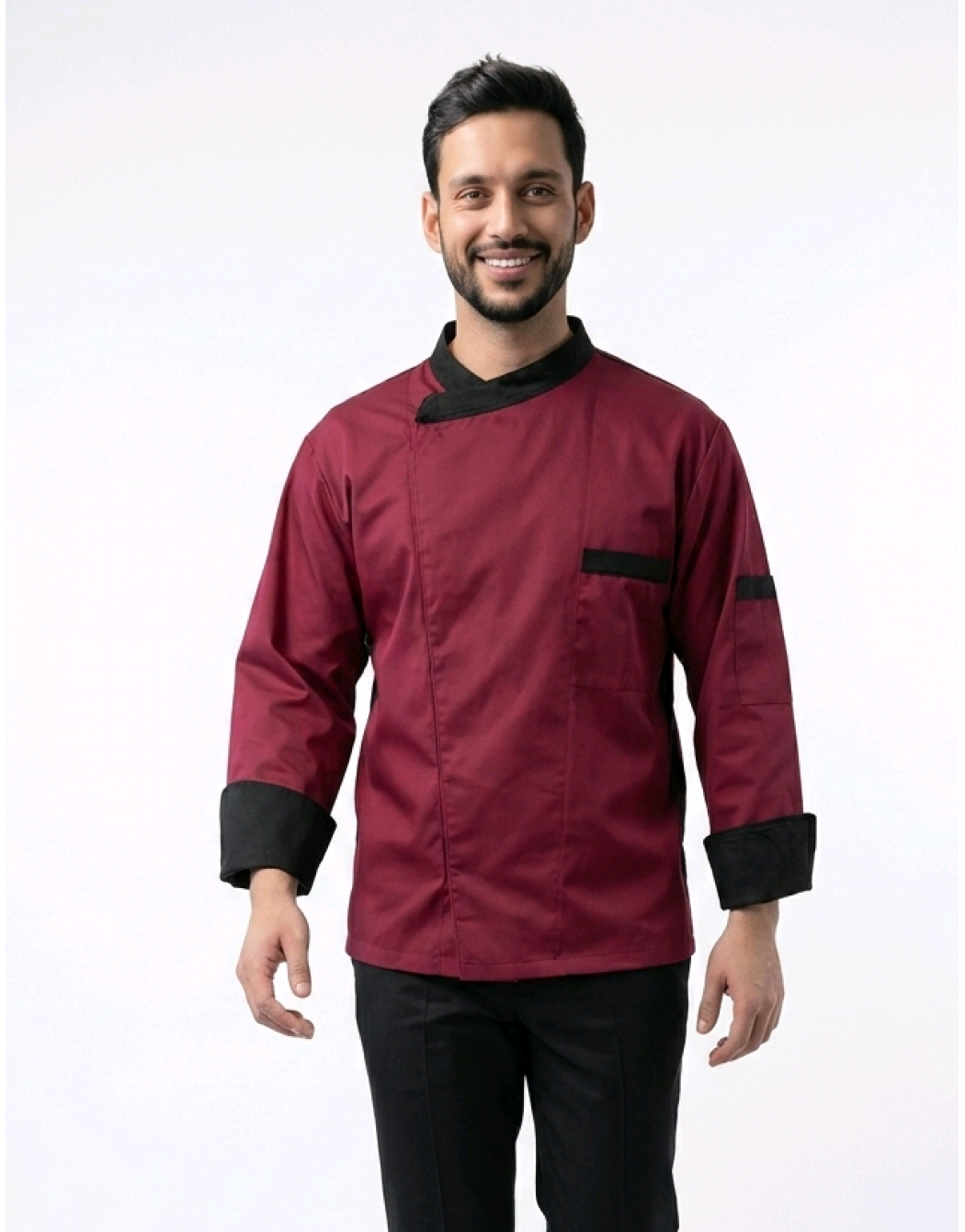 Σακάκι chef unisex με τρουξ μπορντώ Fabrik