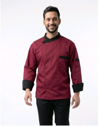 Σακάκι chef unisex με τρουξ μπορντώ Fabrik