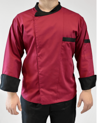 Σακάκι chef unisex με τρουξ μπορντώ Fabrik