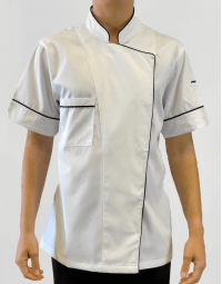 Σακάκι chef γυναικείο κοντομάνικο λευκό με μαύρες λεπτομέρειες Fabrik