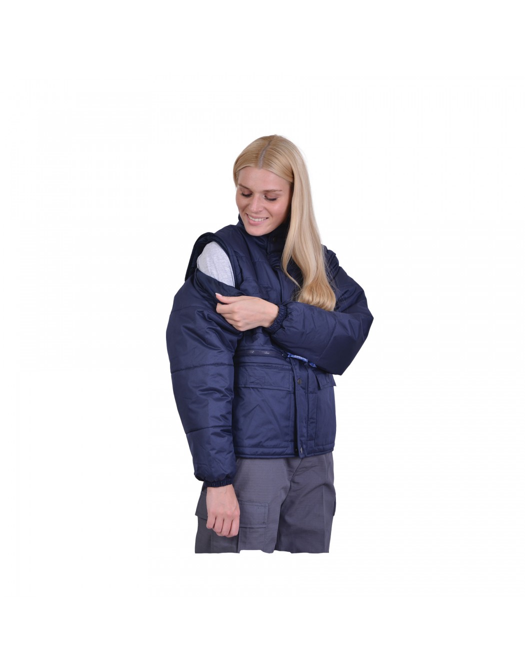 Τζάκετ με αφαιρούμενα μανίκια αδιάβροχο μπλε