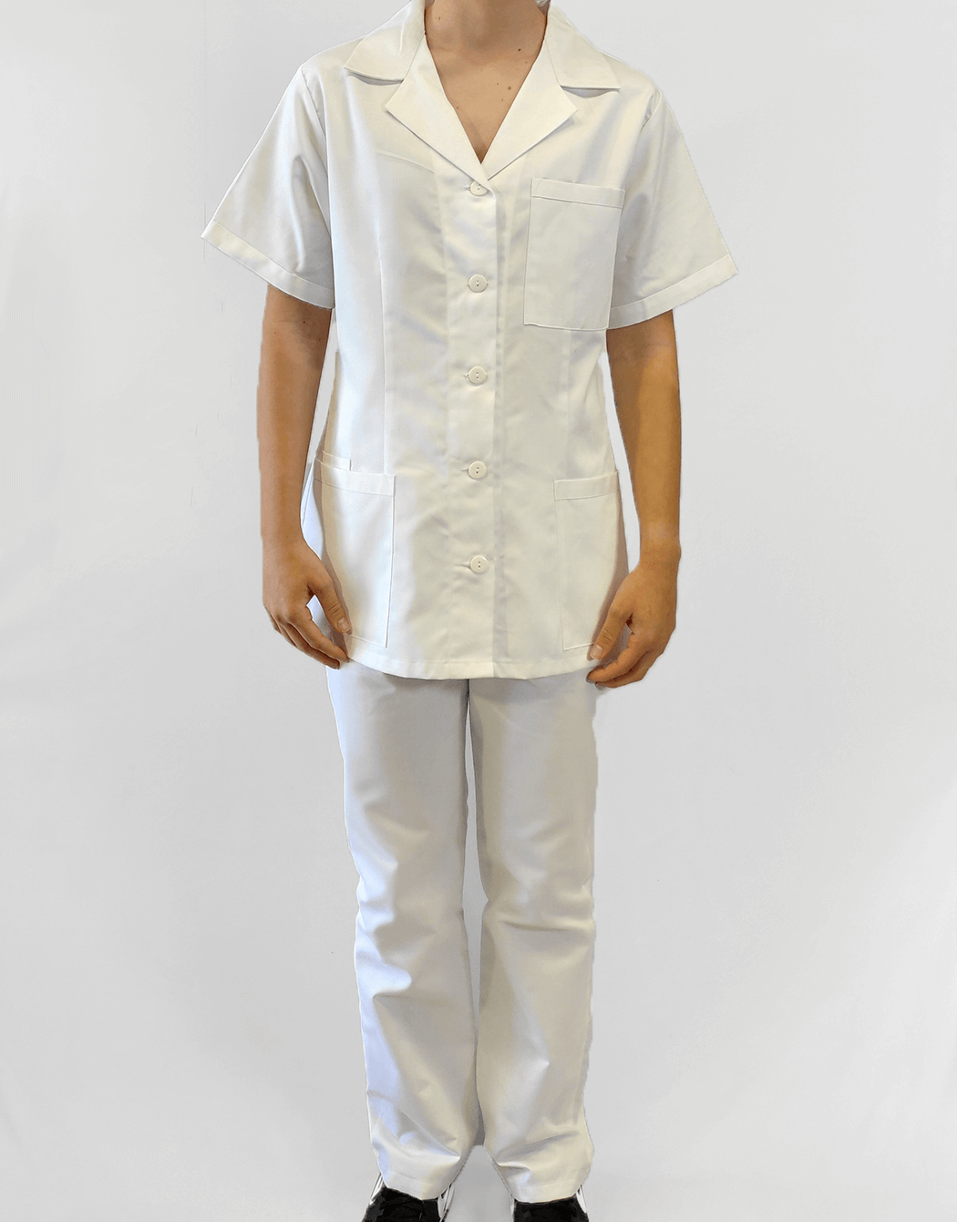 Ιατρικό σετ γυναικείο με κουμπιά λευκό Fabrik