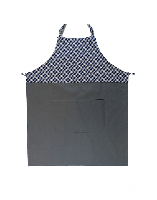 Ποδιά λαιμού γκρι και μπλε καρό