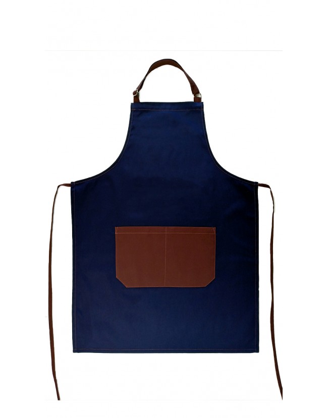 Ποδιά λαιμού μπλε με καφέ τσέπη Fabrik