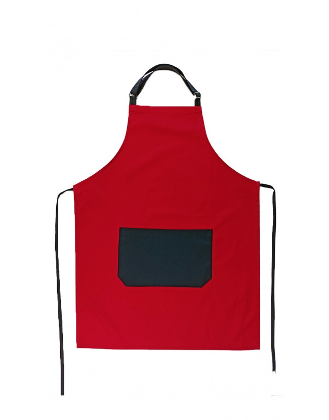 Ποδιά λαιμού κόκκινη με μαύρη τσέπη Fabrik