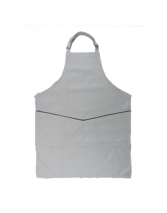 Ποδιά λαιμού άσπρη με μαύρη λεπτομέρεια στην τσέπη Fabrik