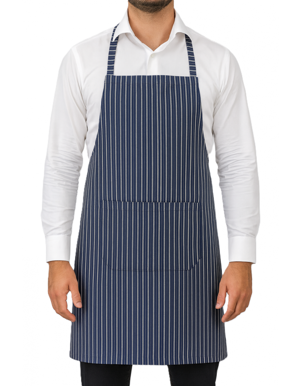 Ποδιά λαιμού τζιν μπλε ριγέ