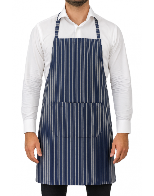 Ποδιά λαιμού τζιν μπλε ριγέ