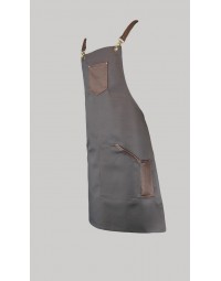 Ποδιά λαιμού γκρι με χιαστί δέσιμο και δερματίνη