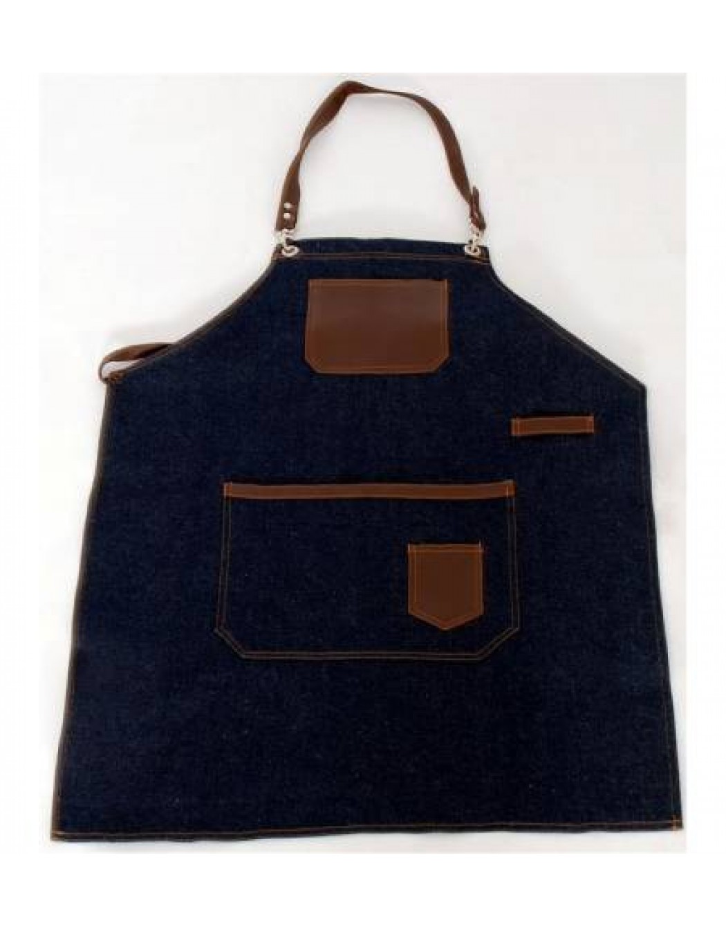 Ποδιά τζιν με δερμάτινες λεπτομέρειες