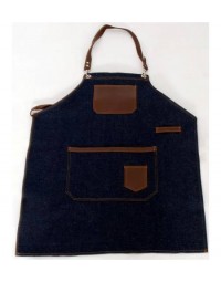 Ποδιά τζιν με δερμάτινες λεπτομέρειες