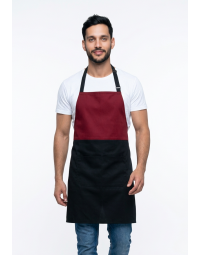 Ποδιά λαιμού δίχρωμη μαύρη - μπορντώ