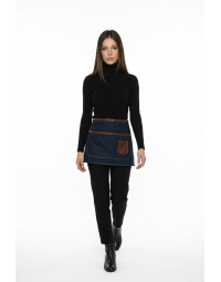 Ποδιά μέσης τζιν με λεπτομέρειες απο δερματίνη