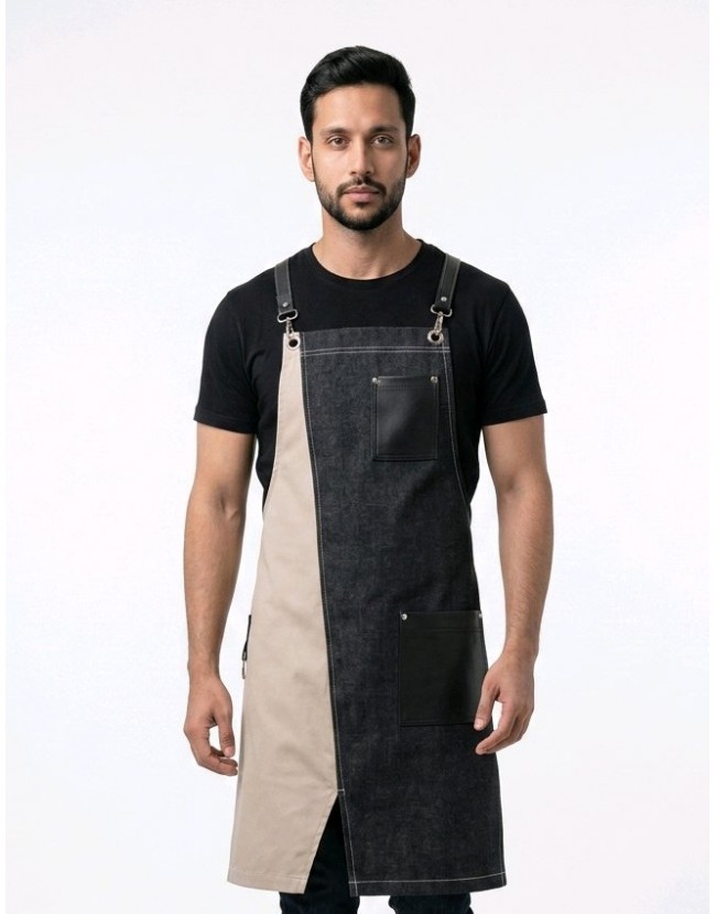 Ποδιά Barista ολόσωμη μαύρη μπεζ