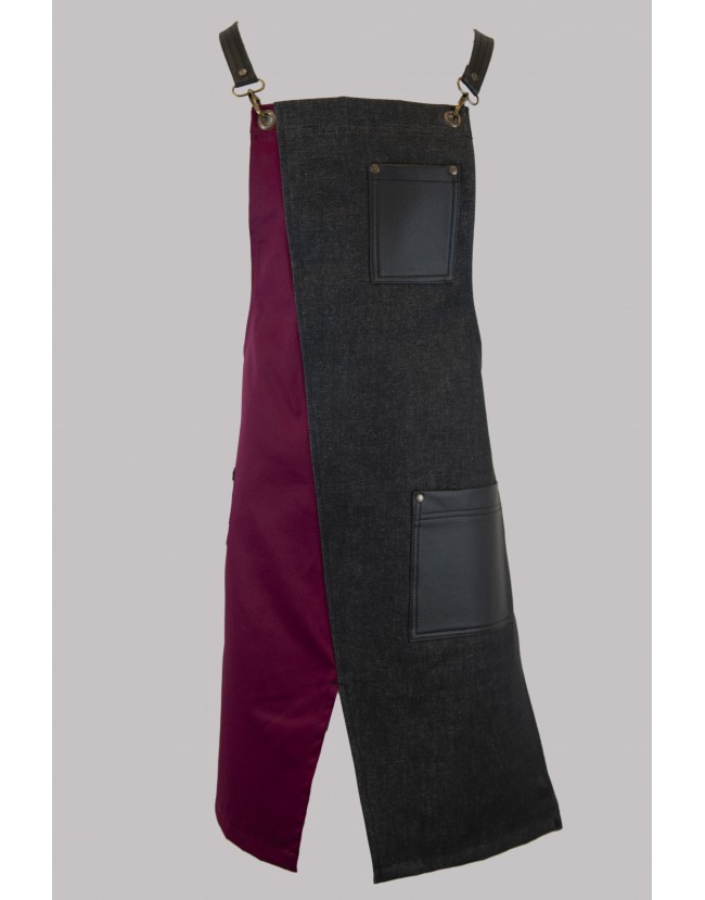 Ποδιά Barista ολόσωμη μπορντώ μαύρη