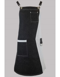 Ποδιά από τζιν ύφασμα δίχρωμη μαυρη γκρι