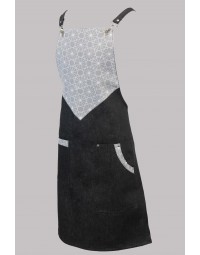 Ποδιά από τζιν ύφασμα με γκρι λευκές λεπτομέρειες