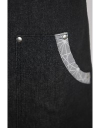 Ποδιά από τζιν ύφασμα με γκρι λευκές λεπτομέρειες