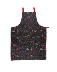 Ποδιά λαιμού Μαύρη με σχέδια πιπεριές