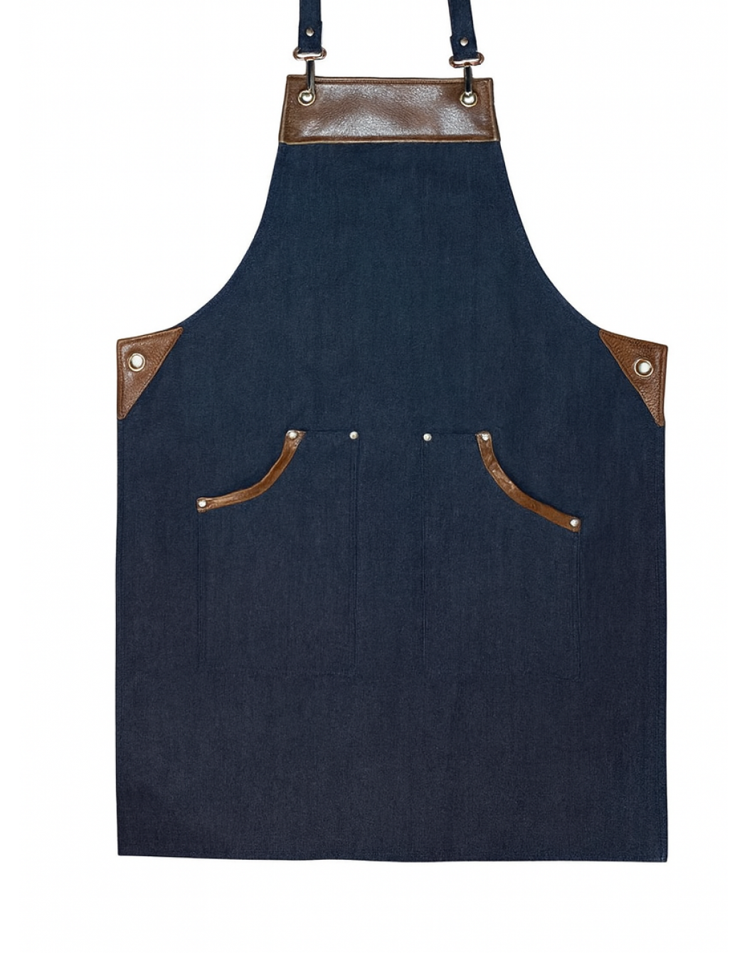 Ποδιά τζιν με δερμάτινες λεπτομέρειες