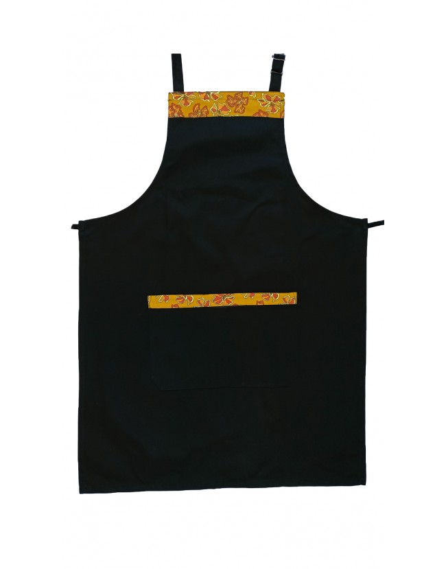 Ποδιά λαιμού μαύρη με εμπριμέ λεπτομέρειες